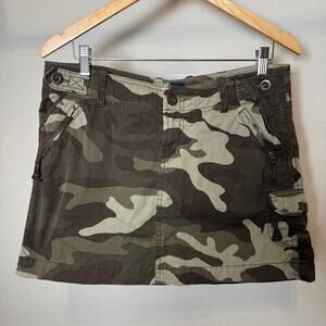 Women's Gap Green Camouflage Cotton Mini Skirt with Zip Pockets Size‎ 10